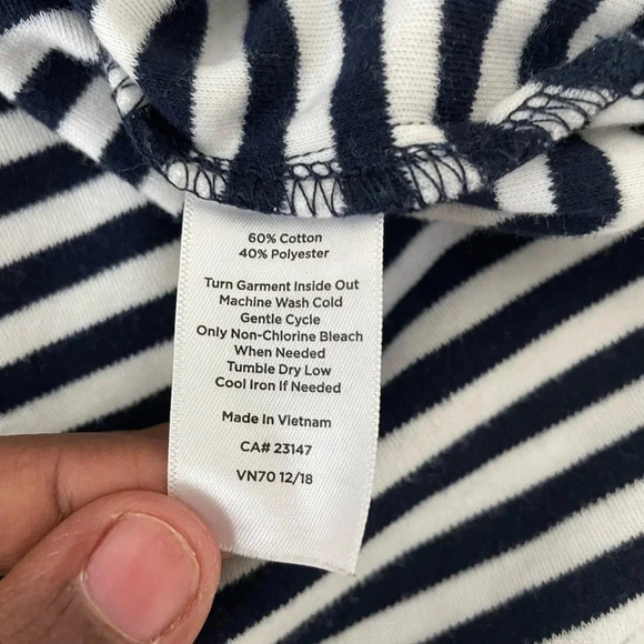 Vintage Talbots white/black striped pockets front blouse X - Picture 5 of 6